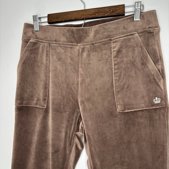 Juicy Couture Pants - Vintage Y2K Juicy Couture Velour Sweatpants Brown Medium Track Pants Flare Crown